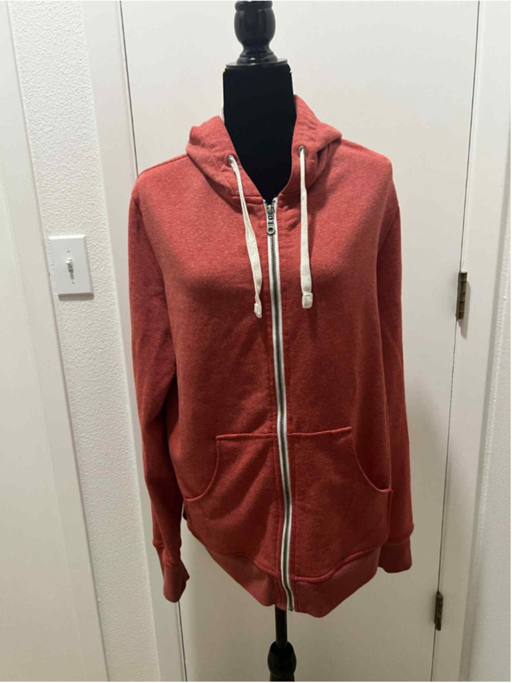 Bridge & Burn Hoodie Men’s XL Red Heather Full Zip Sweatshirt Cotton Blend PDX